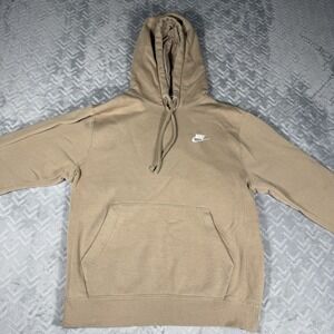 Nike Sportswear Club Fleece Hoodie Sweatshirt Brown Flax Men's Small Shirt